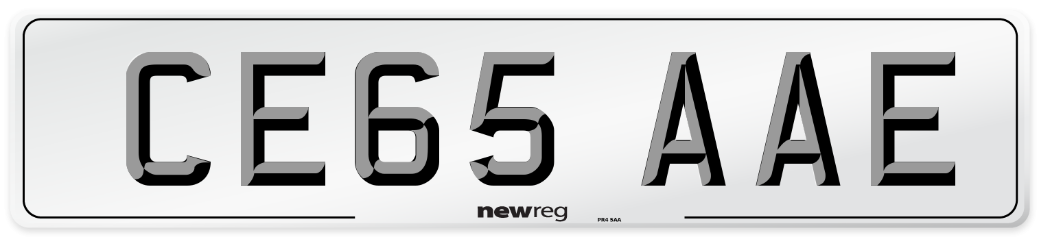 CE65 AAE Number Plate from New Reg